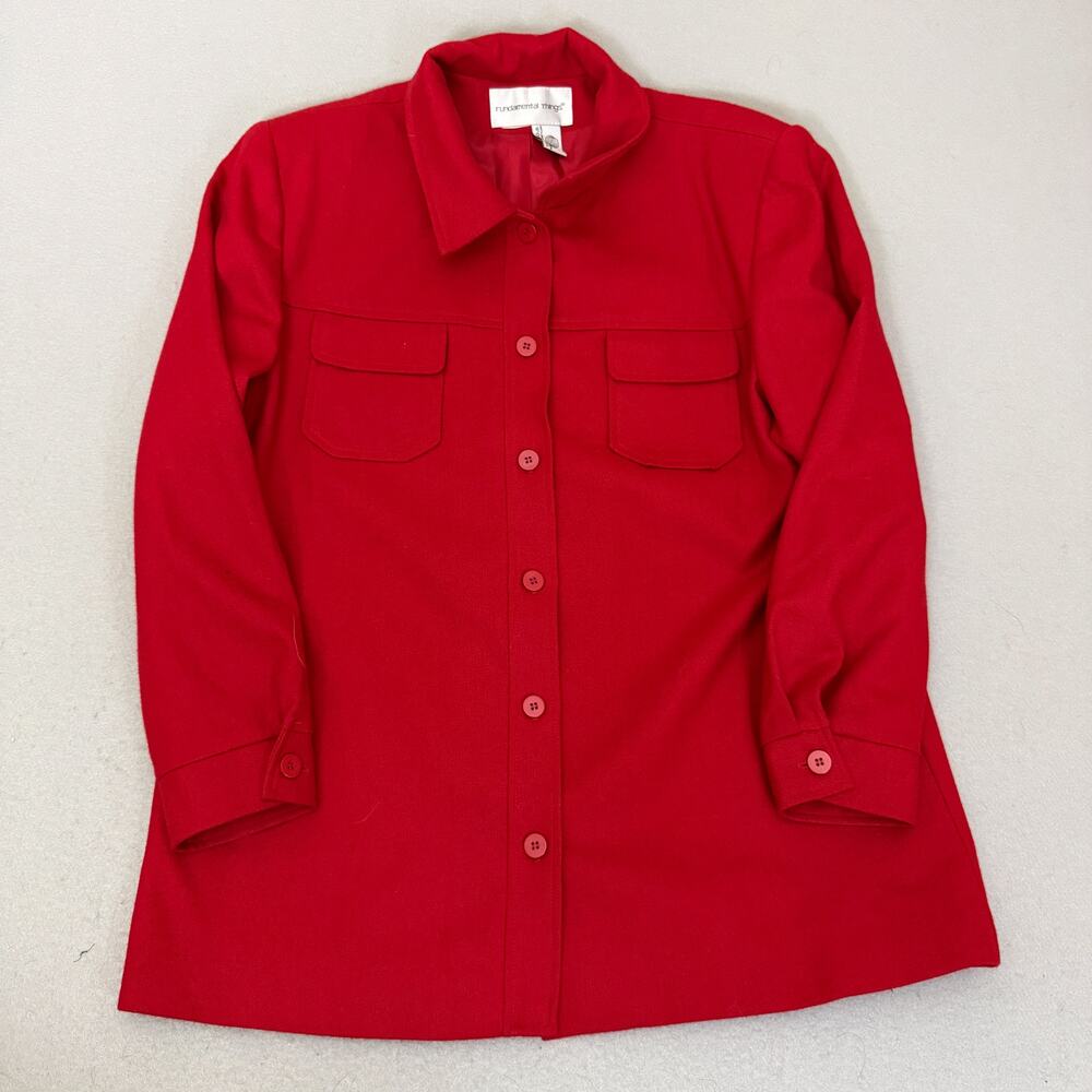 Fundamental Things 100% Wool Red Jacket Womens Button Front Coat